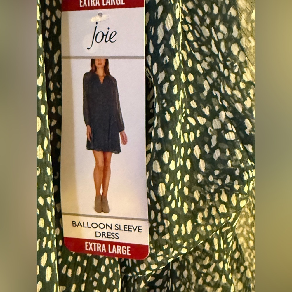 Joie Arctic Balloon Sleeve Mini Dress Green Womens XL  Preppy Elegant Fall New - Picture 4 of 11